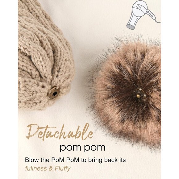 Womens Winter Hat Gloves Scarf Set Fleece Knit Pom Beanie Warm Neck Warmer Touch - Picture 7 of 7